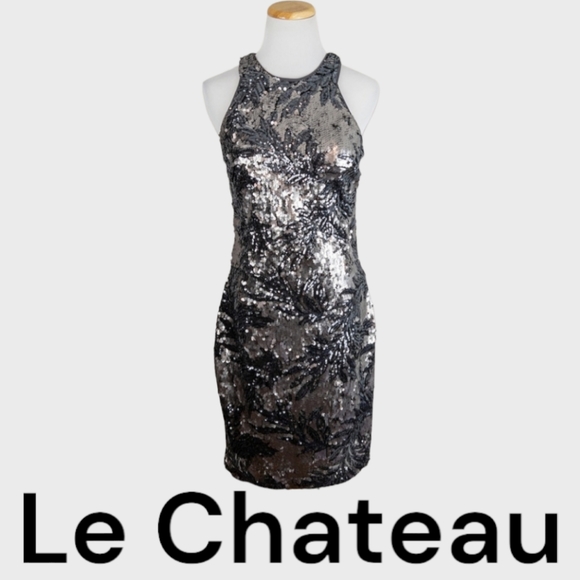 Le Chateau black and silver sequin dress - Picture 1 of 4